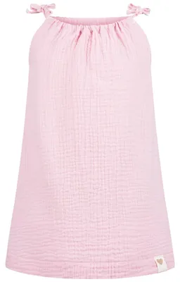 Imagen del producto de Vestido de muselina para niña, estilo vestido con tirantes, ideal para el verano, color rosa, talla 110/116