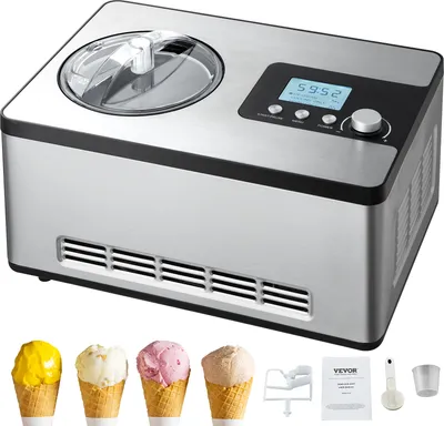 Obrázek produktu pro VEVOR Kompresorový zmrzlinovač Zmrzlinovač 2 l, 180 W Výrobník mražených jogurtů Zmrzlinovač 3 režimy Výrobník jogurtů pro domácnost, přenosný výrobník zmrzliny Sorbet Gelato Nízká hlučnost Stříbrná elektřina