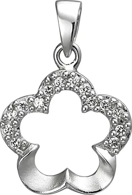 Produktbild von Anhänger Blume aus 925 Silber mit 14 Zirkonia Halsschmuck rhodiniert