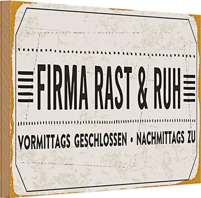 Produktbild von Holzschild Spruch 30x20cm Firma Rast & Ruh Nachmittags zu