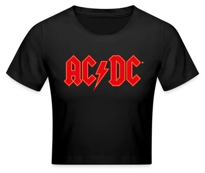 Produktbild von Spreadshirt AC/DC Rotes Logo Mit Blitz Crop Top, L, Schwarz