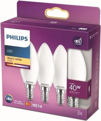 Produktbild von LED Lampe, PHILIPS, E27 40W, Warmweiß, 3er Pack,