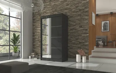 Obrázek produktu pro Zrcadlová šatní skříň 120 cm DABLORA - černá