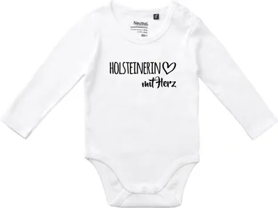 Produktbild von Huuraa Baby Body Holsteinerin mit Herz 62 White  Baumwolle Fairtrade Langarmbody Geschenkidee