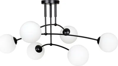 Zdjęcie produktu dla Żyrandol PREGOS czarno-biały 6xE14x10W szkło wym:40x70x70cm IP20 Emibig