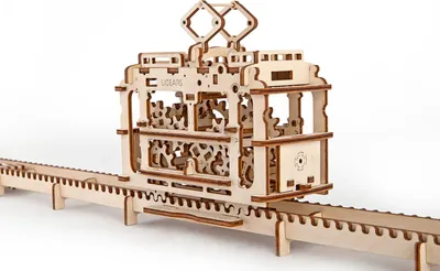 Obrázok produktu pre Ugears 3D drevené mechanické puzzle Lanovka s koľajnicami