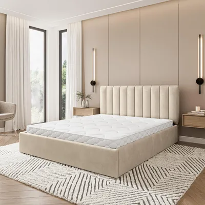 Produktbild von Masseno Polsterbett DEMERA MGV 140x200 cm, Polsterbett mit Bettkästen - Beige, MAGIC VELVET 2250