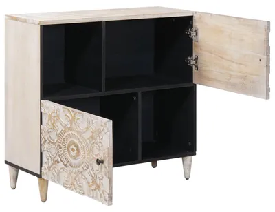 Zdjęcie produktu dla Komoda z półkami VidaXL, biała, 80 x 33,5 x 75 cm, z litego drewna mango
