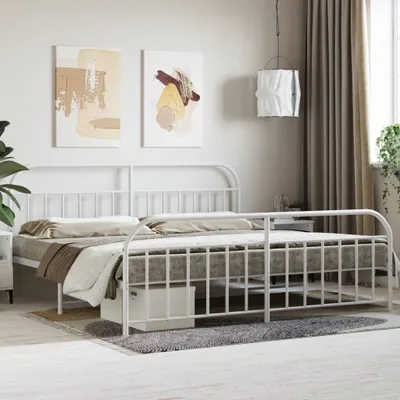 Immagine prodotto di Maison Exclusive - Letto con testiera e pediera in metallo bianco 200x200 cm