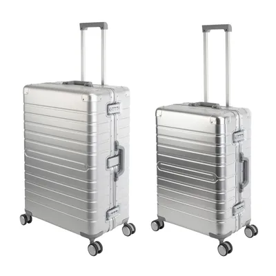 Produktbild von Travelhouse Oslo - 2er Reisekoffer Set M+L - Aluminium Hartschale Silber