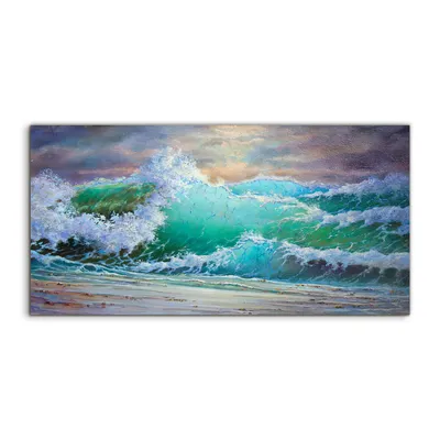 Produktbild von Coloray Canvas 120x60  Wandbild Leinwand Bilder wild groß Sturm Meer Wellen Himmel
