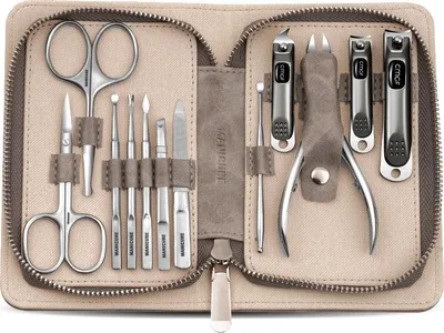 Produktbild von INF 12-teiliges Nagelknipser-Set aus Edelstahl für Maniküre und Pediküre Grau