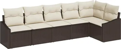 Immagine prodotto di vidaXL Set di divani con cuscini 6 pezzi in polirattan marrone