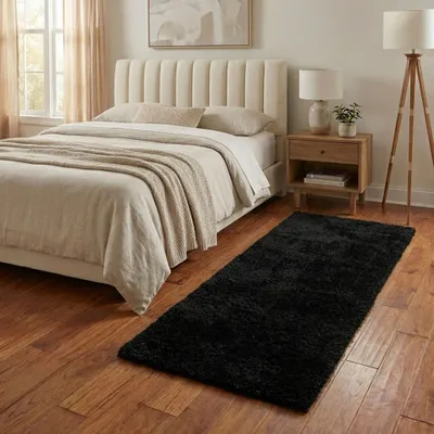 Image de Volero - Tapis en laine lavable - Blaze Noir - 80x250 cm