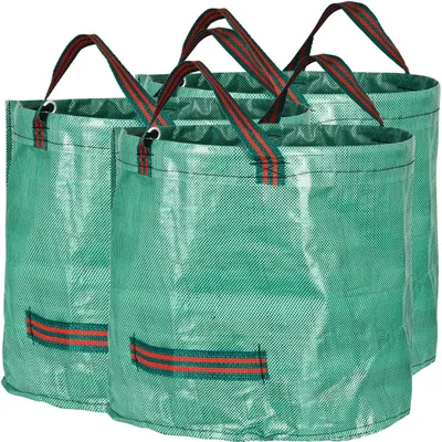 Imagen del producto de GardenMate 3X, bolsa de jardín de 60 litros, bolsa para residuos de jardín, bolsa resistente para desechos de jardín. Bolsas para residuos de jardín, bolsas para hojas y recortes de césped, bolsas plegables para restos de poda, grandes y robustas, fabricadas en tejido de polipropileno de 150 GSM