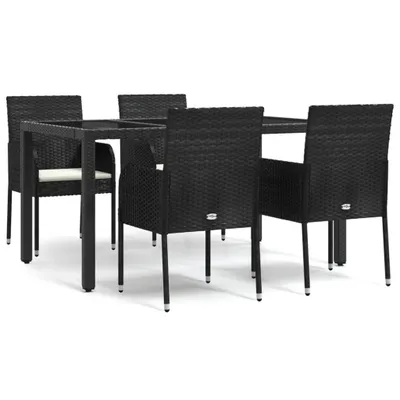 Produktbild von vidaXL 5-tlg. Garten-Essgruppe mit Kissen Schwarz Poly Rattan