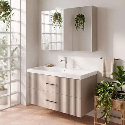 Produktbild von Badmöbel Set Liana | Waschtisch mit Unterschrank 100 Badspiegel Badezimmermöbel