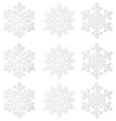 36 Schneeflocken-Dekorationen, Weiß, Glitzer, 7,9 cm, zum Aufhängen