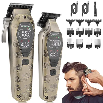 Obrázek produktu pro MODFU profi vodotěsný zastřihovač vlasů pro muže, LED displej stavu baterie, bronzový