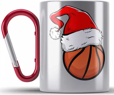 Produktbild von Trendation - Basketball Weihnachten Edelstahl Tasse Karabiner Geschenk Basketballspieler Geschenkidee (Rot)