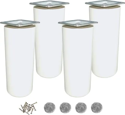 Obrázek produktu pro Dřevěné nohy k nábytku válec průměr 50 mm bílý lak 15 cm sada upevnění