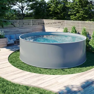 Produktbild von Design-Pool rund, Ø 3,00 x 1,20 m, Stahlmantel anthrazit, Folie grau, Handlauf STYLE