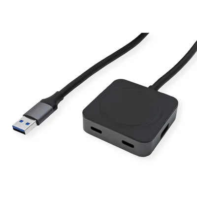Produktbild von VALUE USB 3.2 Gen 1 Hub, 4 Ports (2x USB-A + 2x USB-C), mit Verlängerungskabel, schwarz, 10 m