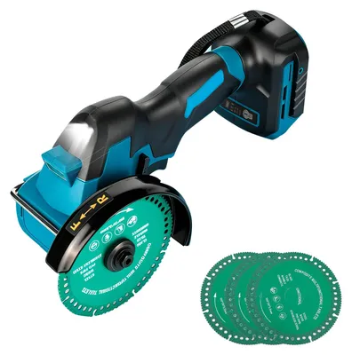 Zdjęcie produktu dla Szlifierka kątowa bezprzewodowa, 100 mm, 18000 obr./min, z 4 tarczami do cięcia i szlifowania