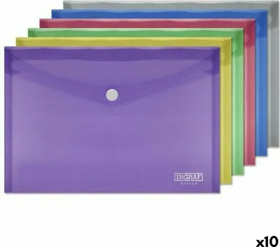 Obrázek produktu pro Pouzdro na dokumenty Ingraf plastové barevné zavírání A5 (10 kusů)
