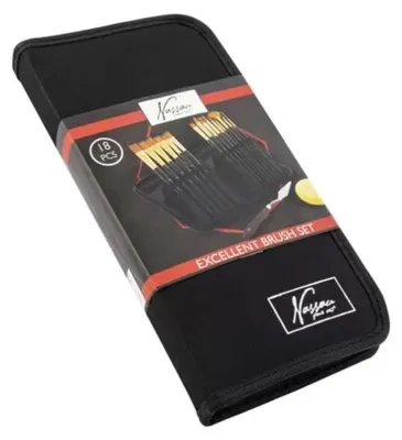 Produktbild von Nassau Pinsel Malset - 18-teiliges Etui für Malspaß