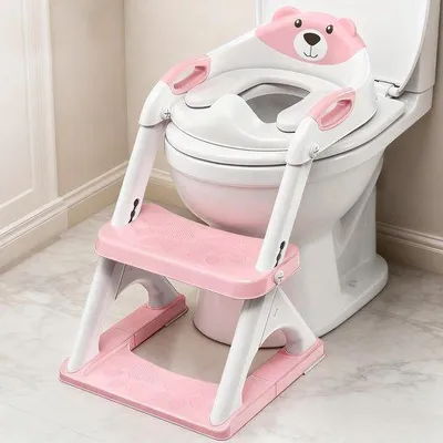 Productafbeelding van Unyqoos® 6-in-1 verstelbaar toilet trainingskussen met trap – kindvriendelijk, veilig en stabiel (tot 90 kg), geschikt voor standaard en langwerpige toiletten, verwisselbaar PVC-zitkussen, 2-in-1 opstapje