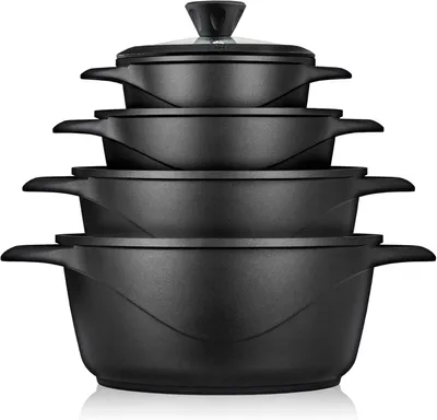 8-teiliges Pannenset aus Gussaluminium mit Antihaftbeschichtung