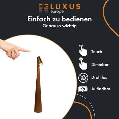 Produktbild von Luxus - Tischlampe Touch Deluxe - Madelief - Gold - H35 x Ø5