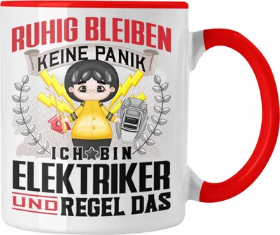 Produktbild von Trendation - Elektriker Tasse Geschenk Lustiger Spruch Männer Ruhig Bleiben Elektriker Geschenkidee (Rot)