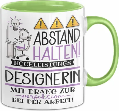 Produktbild von Designerin Tasse Geschenk Lustig Abstand Halten Hochleistungs-Designerin Mit Drang Zur Perfektion Bei Der Arbeit (Grün)