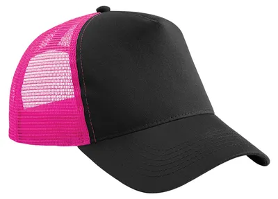 Immagine prodotto di Beechfield - Cappellino trucker snapback per uomo/donna unisex FK1457 (taglia unica) (nero/fucsia)