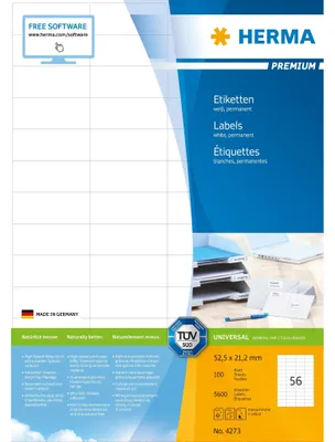 Obrázek produktu pro HERMA 4273, Bílá, Samolepicí štítek, A4, Papír, Laserová/inkoustová tiskárna, Permanentní