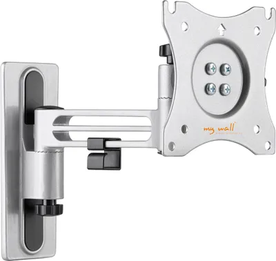 A silver wall mount for a TV or monitor, shown against a white background.