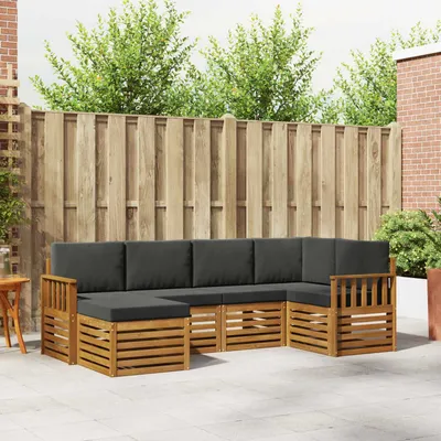 Produktbild von "Neues Produkt" Sofagarnituren - CLORIS - Terrassen-Sofa - 6 pcs - Natur und Anthrazit Massivholz Akazie - Modern Gartensofas V2054