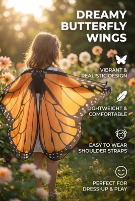 Imagen del producto de Disfraces para niños, modelo mariposa, alas, 145 x 70 cm, ideales para Carnaval