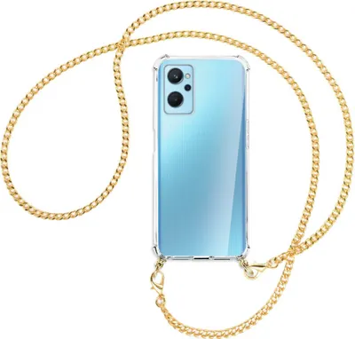 Produktbild von Handykette Backcover-Schutzhülle mit Band (Metall goldfarben) für Realme 9i - goldfarbene Kette