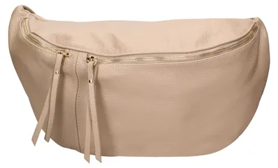 Produktbild von Gave Lux Bauchtasche Damen Dollarprägung Leder Weiß mit Reißverschluss und verstellbarem Riemen Bianco UNICA 47x28x2 cm