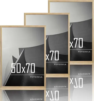 Produktbild von VUVUZULA Bilderrahmen 50x70cm Holz Fotorahmen Eiche Natur 3er Set Beige