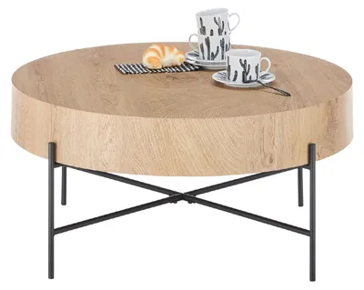 Produktbild von Couchtisch Manacor | rund | eichefarben / schwarz | 80x37x80