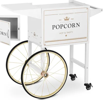 Obrázek produktu pro Základní vozík pro popcornovač s retro skříňkou 51 x 37 cm - bílý a zlatý