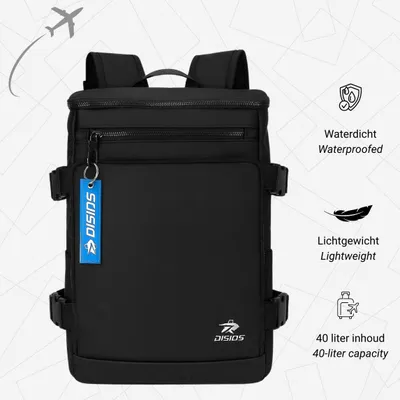 Produktbild von DIS10S 40L - Handgepäck Rucksack Carry-On Gepäck Kompakte Wochenendtasche - Wasserdicht -  Leichter Reiserucksack - 40x30x20cm - mit Schuhfach