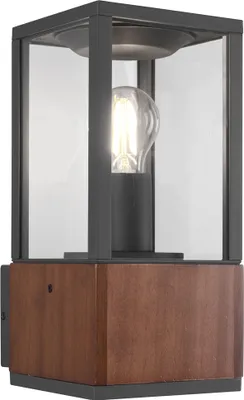 Zdjęcie produktu dla Kinkiet zewnętrzny GARONNE ciemne drewno-czarny 1xE27x60W drewno wym:30x14x14cm IP44 Trio