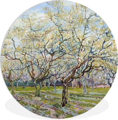 Produktbild von MuchoWow® Rundes Wandbild - Runde Bilder Blühender Obstgarten - Vincent van Gogh Ø 90 cm Kreis Wanddekoration Kunststoff - Wandkreis - Wandschmuck - Wand-Kreis - Wohnzimmer - Bild - Runde - Wanddeko - Dibond - Kunstdrucke