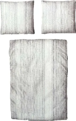 Produktbild von Baumwolle Satin Bettwäsche Streifen Grau 135x200 80x80cm: 2 tlg.