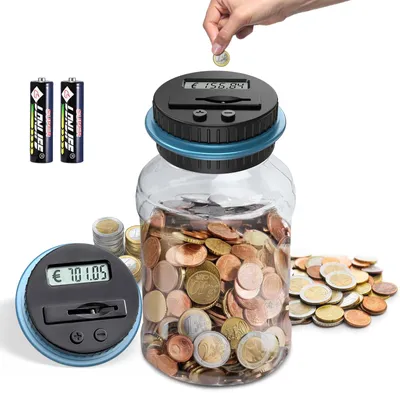Sparbox digital, LCD-Display, transparent, 1,8 l, modern